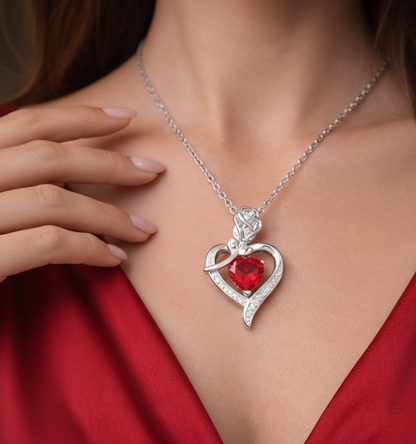 Osito Flores Eternas + Joya Colgante de Corazón (Incluye Nota de Amor)